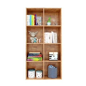 Librería Moderna de 4 Niveles, Cuadrada, 80x30x160cm, Madera de Caucho KS68106, Tipo Soporte, para Sala de Estar, Oficina, Habitación Infantil, Dormitorio - Product Image 2