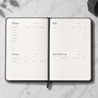 Carnet de budget personnalisé LABON Chrome, planificateur de budget, carnet de comptes, planificateur financier avec système d'attribution des versements et de suivi des économies