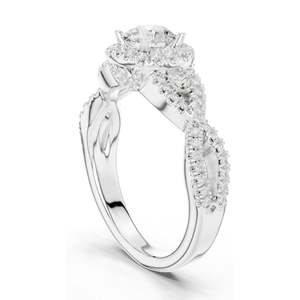 Anillo de Compromiso con Halo de Diamantes de Laboratorio Redondos Brillantes de 1.22 CT, Claridad VVS-VS EF, Oro de 18K, 14K, 10K y Plata 925, Color Rosa - Product Image 5