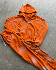 ชุดวอร์มกางเกงวอร์มและมีฮู้ดสำหรับผู้ชายชุดวอร์มผ้าฟอกกรดฟอกขาวขาตรงแบบออกแบบได้ตามต้องการ - Product Image 3