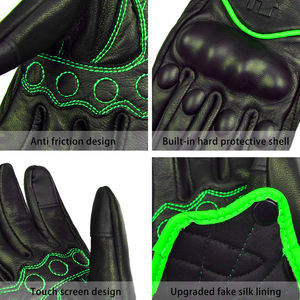 Guante de cuero para bicicleta de motor Protección completa para las manos Guantes de moto transpirables para hombres Palma mejorada de silicona personalizada OEM - Product Image 2