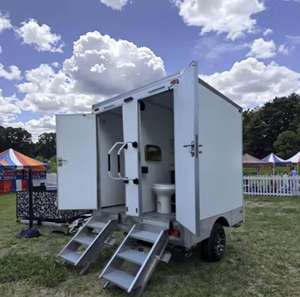 Remolque de baño portátil público de lujo de 2 puestos, remolque de baño para acampar, remolque de baño móvil para caravana - Product Image 3