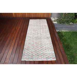 Alfombra Vintage Estilo Runner, Alfombra Turca de 2.5x6.7 pies, Alfombra Oriental Azul de Lana - Product Image 1