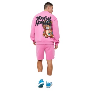 Ensemble d'entraînement d'été en coton pour hommes, sweat-shirt à col rond imprimé et short tricoté, méthode de tissage, service OEM ODM - Product Image 3