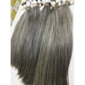 Cheveux humains vierges à cuticule alignée de 24 '', matière première non traitée, gris naturel, tendance chaude, couleur européenne super double naturelle - Product Image 1