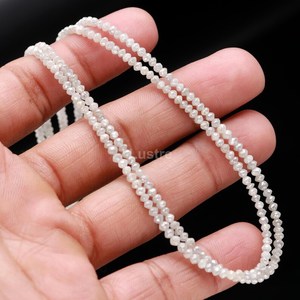 AAA+ White Diamond Bead Strand Faceted Rondelle Natural Diamond Gemstone 15 Inch Jewelry Making Supplies - Product Image 3