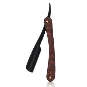 Manche en bois lame interchangeable barbier rasage rasoir Logo personnalisé rasoir droit soins personnels emballage personnalisé offres - Product Image 6