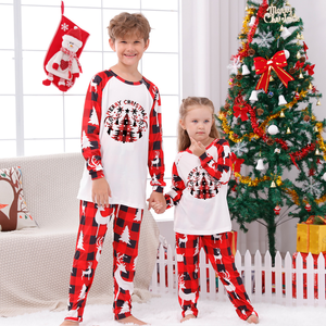 Famille noël correspondant pyjamas joyeux noël rouge à carreaux à manches longues hiver vêtements de nuit parent-enfant Pjs ensembles - Product Image 2