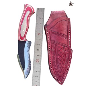 Cuchillo desollador de acero de alto carbono personalizado hecho a mano con hermosa Funda de cuero mango de madera soporte OEM - Product Image 3