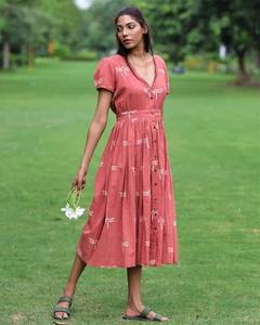 Indian Hand-Block Printed Cotton Boho Dress Floral Summer Casual Wear Handmade Touch <b>Sweet</b> Style Natural Perfect <b>Gift</b> for Her - Product Image 3