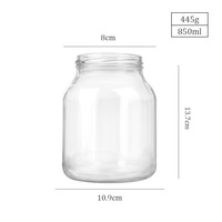Vente en gros 850ml clair rond de qualité alimentaire joint verre pot de stockage confiture Sauce conserve cornichon bocal en verre personnalisé