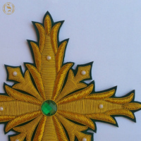 Nouvelles croix et emblèmes ronds en chenille brodée sur mesure en PU avec logo et couleur personnalisés, haute qualité, prix de gros bas