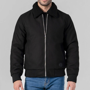 Chaqueta de Lana Negra Personalizable al por Mayor, 100% de Alta Calidad, Corte Ajustado Regular, Manga Larga, Chaqueta Casual de Invierno - Product Image 1