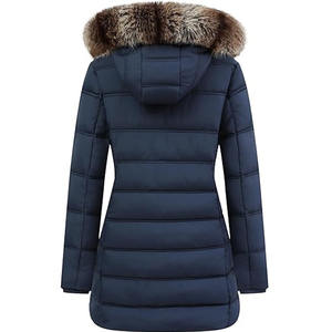 Wholesale Custom Plus Size Long Winter Quilted Faux Fur Breathable Hooded Puffer Parka <b>Jacket</b> <b>Lightweight</b> Warm Detachable Liner - Product Image 6