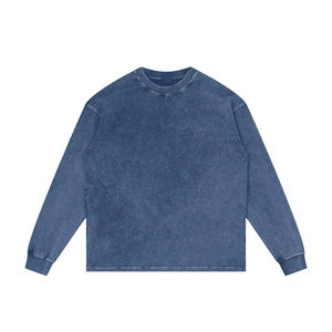 Venta al por mayor logotipo impreso personalizado lavado con ácido de gran tamaño 100% algodón camiseta de manga larga transpirable en blanco Vintage camisetas de manga completa - Product Image 4