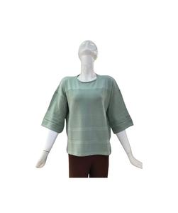 เสื้อสเวตเตอร์ถักสำหรับผู้หญิงใส่สบายเสื้อสเวตเตอร์คอกลมสีเขียวอัลมอนด์ลำลองเสื้อสวมหัวสำหรับฤดูหนาวยอดนิยมแขน3/4 - Product Image 1