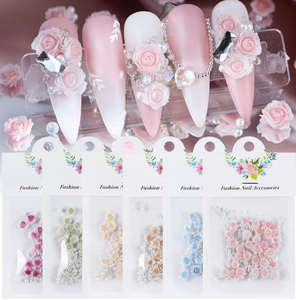 30 pcs/sac Rose Résine Rose <span class=keywords><strong>Strass</strong></span> Nail Art Charmes Mixte 3d Fleur Gemme Perles Nail Décoration Accessoires Argile Polymère - Product Image 2