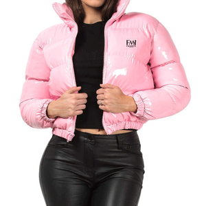 แจ็กเก็ตตัวสั้นซิปหน้าเข้ารูปเสื้อแจ็กเก็ตตัวสั้นแขนยาวสำหรับทำเป็นแพทช์ตามสั่งสำหรับผู้หญิง - Product Image 1