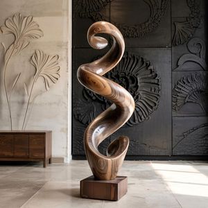 Sculpture de table en bois, décoration élégante pour l'esthétique minimaliste de l'intérieur, art de table pour le salon - Product Image 3