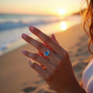 Anillo solitario minimalista de moda de oro sólido de 10K, zafiro azul, joyería de boda diaria delicada, fiestas chapadas en rodio - Product Image 1