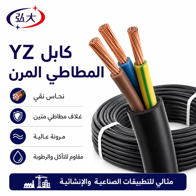 YZ Rubber Flexible Cable Heavy Duty Industrial Power Cable 450/750V Copper Core Flexible Rubber Sheathed Cable for Construction