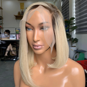 Perruque Lace Front de cheveux humains vierges Remy lisses blondes à trame unique et faisceaux du Vietnam - Product Image 1