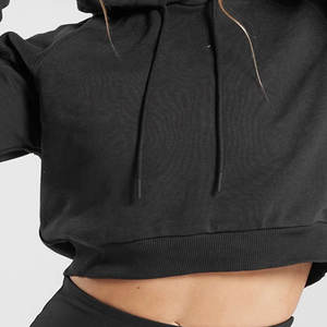 Cuello en V Fleece Oversized Tops Mujeres Pullover Venta al por mayor Recortada Sudaderas con capucha 50 algodón 22 poliéster - Product Image 3