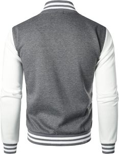 Chaqueta Universitaria de Béisbol de Forro Polar Personalizada OEM para Hombre, Chaqueta Bomber Lisa con Letras y Logotipo Frontal, Ropa de Calle - Product Image 3