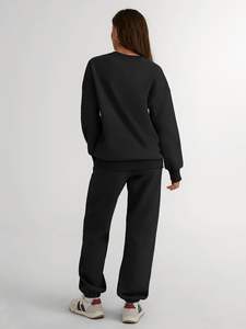 Sudadera de invierno personalizable de alta calidad para mujer, un conjunto de hombros caídos, ropa de calle de dos piezas, Fabricante Mayorista sólido - Product Image 3