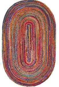 Solid Chindi Oval Design Modern Braided Cotton Floral Pattern Anti-Slip Stain Resistant Flat Pile Prayer Picnic Home <b>Rugs</b> - Product Image 2