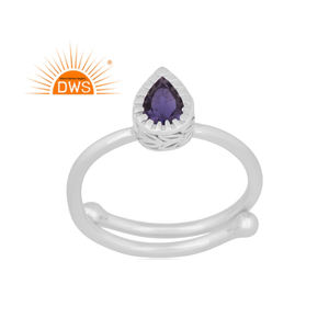 แหวนอัญมณีไอโอไลต์ธรรมชาติทำจากเงินแท้เครื่องประดับปรับขนาดได้สำหรับเป็นของขวัญสำหรับผู้หญิงดีไซน์ล่าสุด - Product Image 1