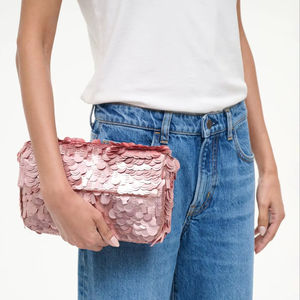 Sac à bandoulière en coton perlé Staud HUSSAIN CRAFTS, broderie de perles de rocaille, couleurs mélangées, design classique, prêt pour les fêtes, entièrement fait à la main - Product Image 1