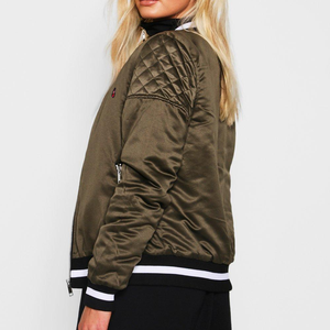 Chaqueta acolchada de moda de otoño para mujer de alta calidad, satén transpirable con bordado de logotipo, Bombardero a prueba de viento, estilo callejero - Product Image 2
