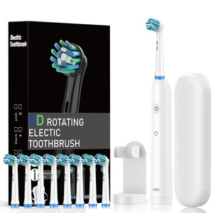 YBK Adult Rotating <strong>Electric</strong> <strong>Toothbrush</strong> IPX7 8 Brush <strong>Heads</strong> One Travel Case 3 Modes 2 Minute Smart Timer 60 Day Battery Life LED - Product Image 1