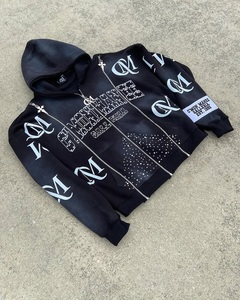 Novedad 2025 Sudadera con capucha de forro polar transpirable para hombre, de hombro caído, corta, lisa, con efecto desgastado y lavado ácido, tallas grandes - Product Image 1