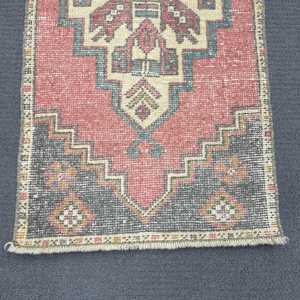 1.7x3 ft Turkish Vintage <b>Red</b> Moroccan <b>Wool</b> Rug Eco-Friendly Patchwork Design with Latex Backing - Product Image 4