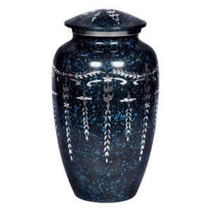 Human Ashes Memorial <b>Pet</b> <b>Urns</b> Luxurious Brass Cremation <b>Urn</b> Pastel Blue With Silver Bands Cremation <b>Urn</b> Reasonable Price - Product Image 2
