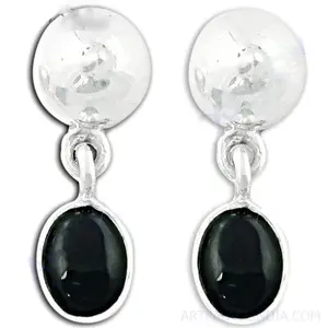 Pendientes de Plata 925 con Ónix en Forma de Gota para Mujer, Accesorio de Moda para Uso Diario - Product Image 1