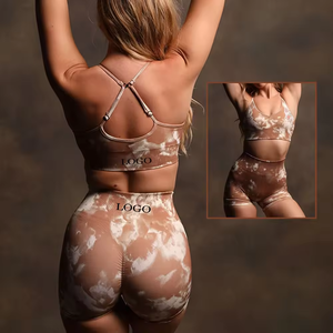 Ensemble de vêtements de sport 2 pièces pour femmes de qualité supérieure Logo personnalisé haut court Leggings écologiques grande taille Design sexy pour Yoga Fitness - Product Image 5