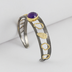 Wholesale India Supplier Gold Plated Amethyst <b>Bracelet</b> for <b>Women</b> Engagement Wedding Party - Product Image 2