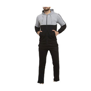 Automne hommes imprimé deux pièces 100% coton polaire respirant séchage rapide poids lourd sport survêtement col rabattu - Product Image 1