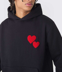 Venta al por mayor personalizado corazón Chenille bordado con capucha de gran tamaño pantalones de chándal holgados Jogger pantalón de dos piezas conjunto de chándal para MEM - Product Image 6