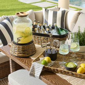 Bandeja de servicio de ratán tejido beige y negro-Bandeja decorativa rectangular para mesa de comedor | Tienphong Wholesale 2025 - Product Image 4