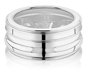 Utensilios de cocina de acero inoxidable al por mayor precio barato caja de especias de alta calidad con 7 contenedores y tapa transparente - Product Image 1