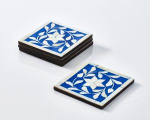 Posavasos con incrustaciones de hueso de madera de acacia de tamaño personalizado, posavasos de madera redondos y cuadrados para tazas de bebidas - Product Image 2