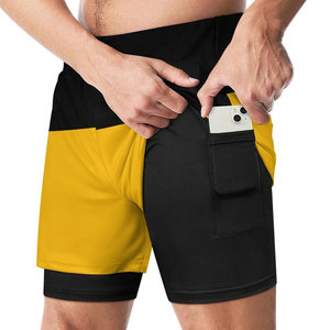 Yellow & Black Color <b>Men's</b> Breathable Sports <b>Shorts</b> Outerwear Mid <b>Waist</b> Best Quality Plus Size <b>Men</b> Clothing Summer <b>Shorts</b> - Product Image 3