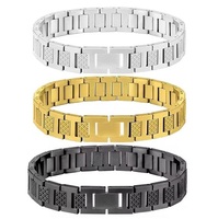 Bracelet à maillons géométriques en acier inoxydable plaqué or et argent, certifié par une tierce partie, tendance unisexe, modèle unique