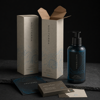 Boîte d'emballage personnalisée pour gel douche homme, crème contour des yeux, étanche, gaufrée, noire, pliable, pour bouteille de gel douche 300 ml, marque privée