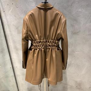 Automne luxe en cuir de mouton véritable femmes Long Blazer imperméable taille manteaux pour hommes - Product Image 3