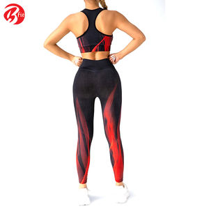 Ropa de fitness Ropa de yoga Tela transpirable Conjunto de yoga Su propio diseño de logotipo Ropa de mujer Conjunto de yoga impreso - Product Image 2